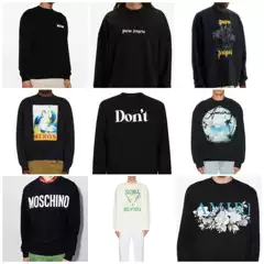 25 Spring/Summer Men's LOGO Printed Long Sleeve Flower Versatile Printed Trendy Brand Hoodie Long Sleeve Top Round Neck Hoodie Collection