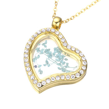 diy accessories alloy photo box heart-shaped glass pendant open pendant necklace female jewelry cross-border hot wholesale
