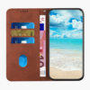 Suitable for Iphone16E Leather Case 15Plus Rhombus Skin-Feel Strong Magnetic Card Holder Wallet Protective Case 17Pro