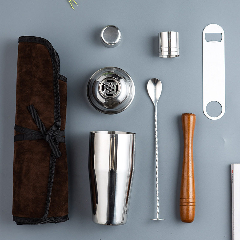 Shake Cup Cross-Border Direct Supply Cocktail Shaker Set 7-Piece Cocktail Shaker Tool Mixing Tool Set