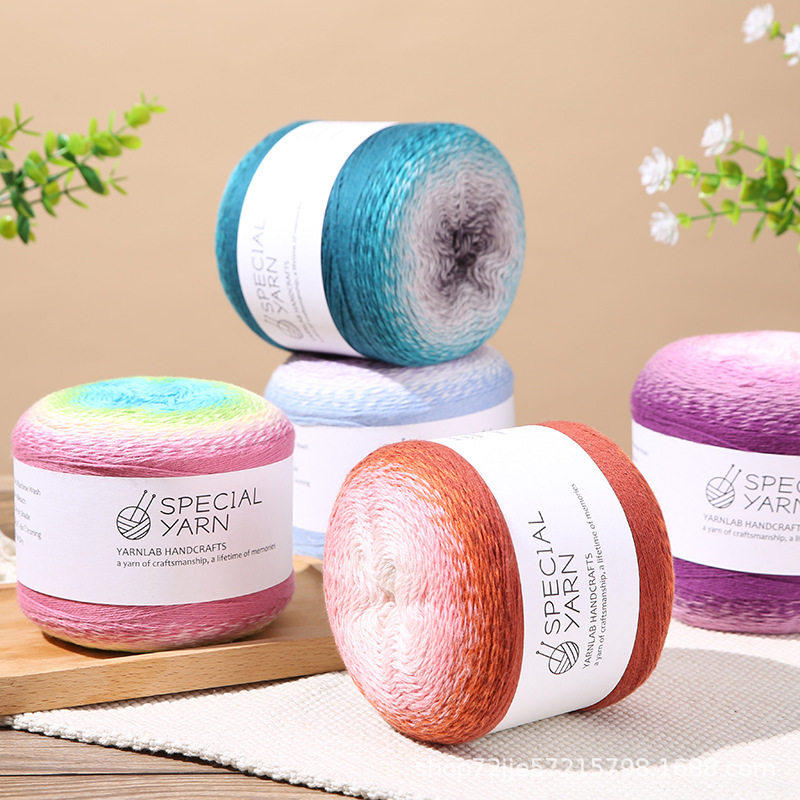 Gradient Spray Rainbow Cake Thread Ball Wool Hand-Knitted Baby Thread Scarf Velvet Cotton Wool Manufacturer Wholesale Knitting