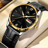 Men's Watch with Dual Calendar, Luminous, Genuine Leather Strap, Digital, Wholesale Waterproof Wristwatch for Men, Large Dial, Business Style