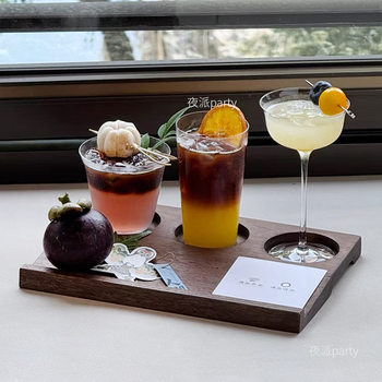 Creative Coffee Cup Set with One Bean and Three Drinks, Trendy Cocktail Glasses, Tall Glasses, Cold Brew Latte Pair Cups with Tray