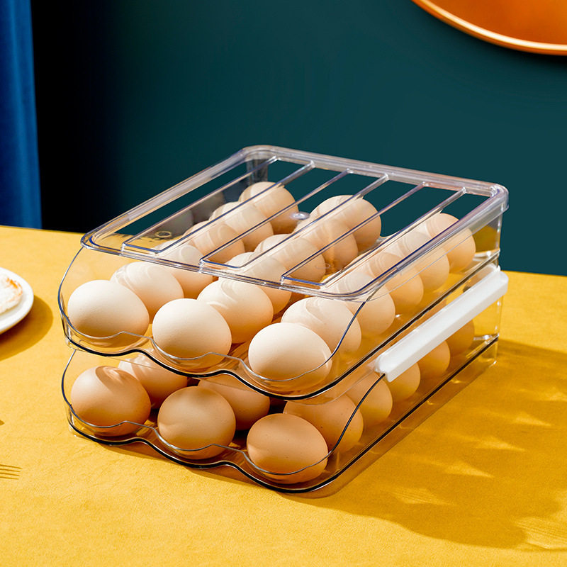 Big Sale Kitchen Egg Box Egg Rack Holder Plastic Rolling Egg Refrigerator Storage Box Egg Holder Egg Rack