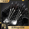 304 stainless steel kitchenware set spatula soup spoon cooking spatula kitchen household spatula black wooden handle thickened handle