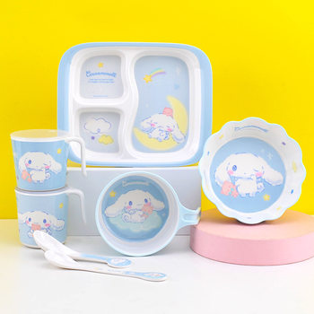 Five and Big Ear Dog Children's Tableware Yugui Dog Cartoon Cute Baby Bowl Baby Food Bowl Anti-fall Anti-hot