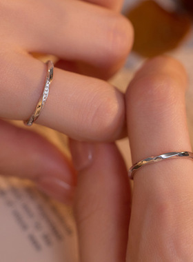 S925银莫比乌斯情侣对戒轻奢小众无限爱女一对指环戒指