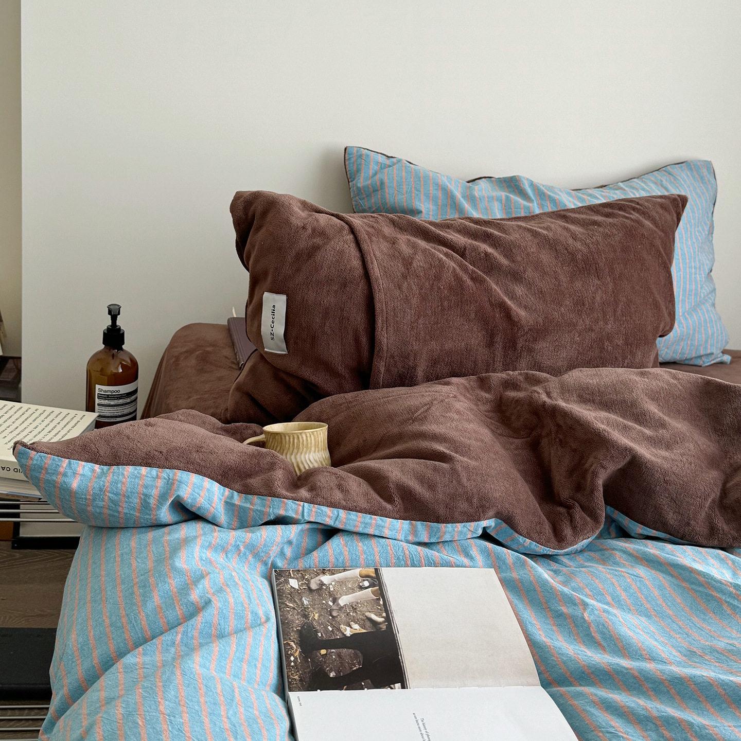 Autumn and Winter Ab Version Cotton Milk Velvet Bed Four-Piece Set Coral Velvet Thickeneded Bed Bed Sheets Quilt Cover Student Dormitory Three-Piece Set