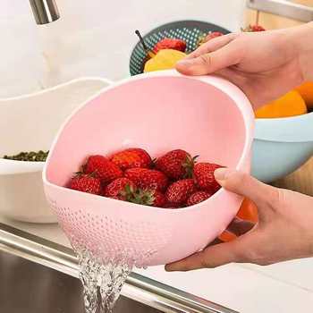 Plastic Rice Washing Pot Lazy Creative Kitchen Thickened Rice Washing Sieve Drain Washing Basket Kitchen Supplies Rice Washing Pot Thickened