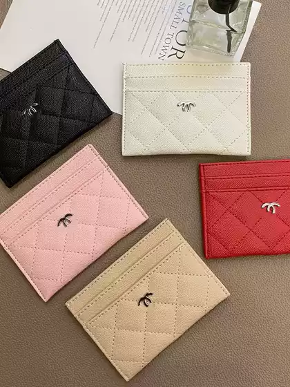 Factory Direct Sale of Small Chanel-Style Card Holder, Chanel-Style Caviar Designer Id Holder with Multiple Card Slots and Coin Purse
