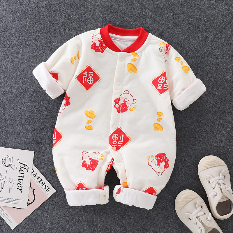 Baby's one-piece clothing autumn and winter cotton thin cotton men's and women's baby warm kayak climbing clothing newborn baby clothes