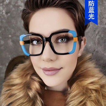 Square Personalized Color Matching Glasses Frame 2024 New Anti-Blue Light Optical Glasses Frame Flat Mirror Ins Popular Same Style