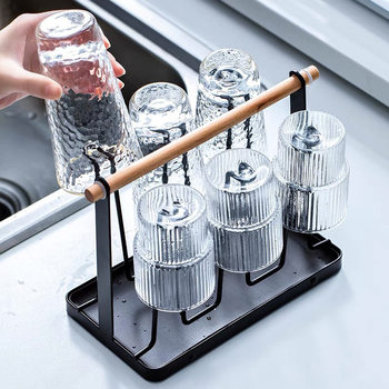 Household Water Cup Inverted Storage Rack Living Room Creative Tea Cup Tray Glass Storage Rack Wine Glass Draining Rack