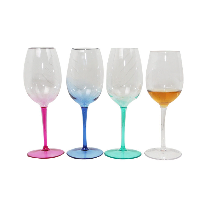 Cross-Border Hotel Creative Tall Wine Glasses Plastic Wine Glass Set Available in Three Colors for Wine