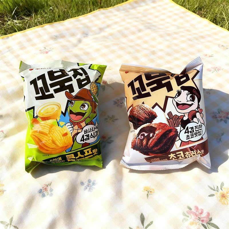 2 Bags of Orion Imported from South Korea 64g Sweet Corn Crisps Chocolate Potato Chips Puffed Snacks