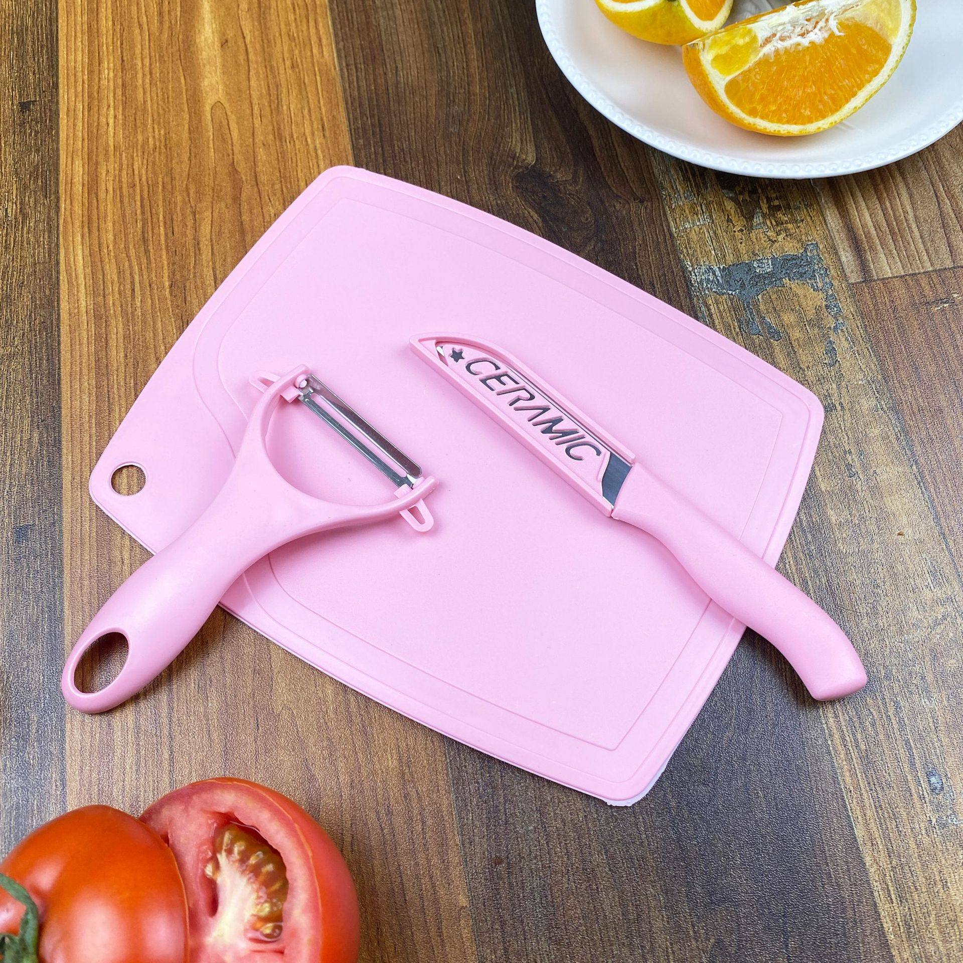 Kitchen Fruit Cutting Board Three-Piece Set Baby Food Supplement Chopping Board Fruit Knife Peeler Thawing Board Food Supplement Processing Set