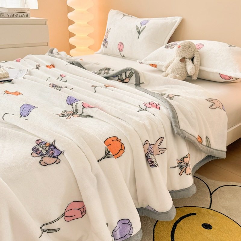 Flannel Blanket, Nap Blanket, Universal for All Seasons, Cloud Mink Velvet Simple Blanket, Double-Sided Velvet Blanket, Super Soft Single and Double Blanket