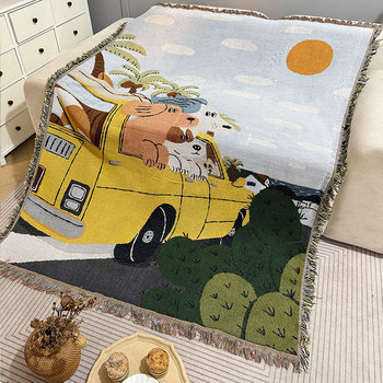 Cute Cartoon Puppy Car Blanket Children's Room Dress-up Blanket Single-seat Sofa Blanket Sofa Blanket Blanket