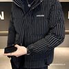 2025 Men's down Jacket Winter New Striped Handsome Short Duck down Casual Trendy Brand Trendy Jacket Black