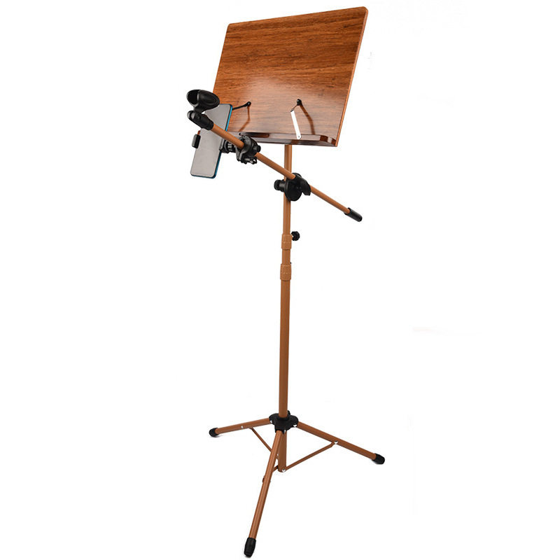 木の色の金属の一体の支柱 + 生放送の携帯電話のクリップ【竹の光の面の譜の板-80-180cm】