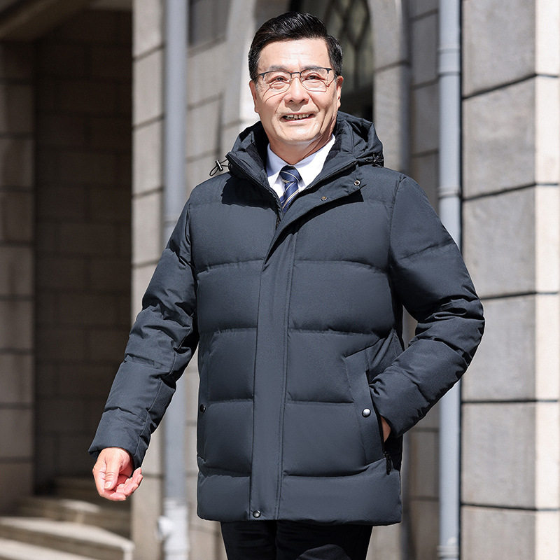 2023 down jacket men's short winter fashion hooded winter New thickened warm middle-aged and elderly outside suit