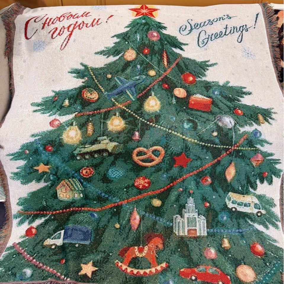 Foreign Trade Christmas Cartoon Sofa Blanket Cotton Thread Blanket Warm Holiday Living Room Rental Room Leisure Blanket Sofa Towel