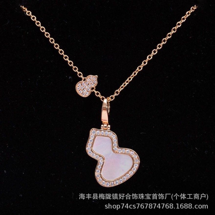 V Golden High Version Kirin Gourd Necklace Red Chalcedony Black Agate Beirut CNC Craft Double Gourd Fulu Clavicle Chain