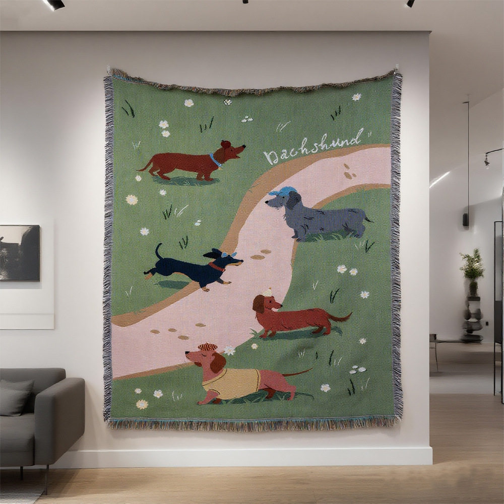 Ins Style Art Line Blanket Office Nap Blanket Outdoor Camping Style Blanket High-End Gift Blanket Jacquard Tapestry Customization