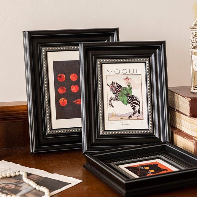Vintage Photo Frame Display Decoration Wall Hanging Black Picture Frame French Retro Puzzle Large Picture Frame
