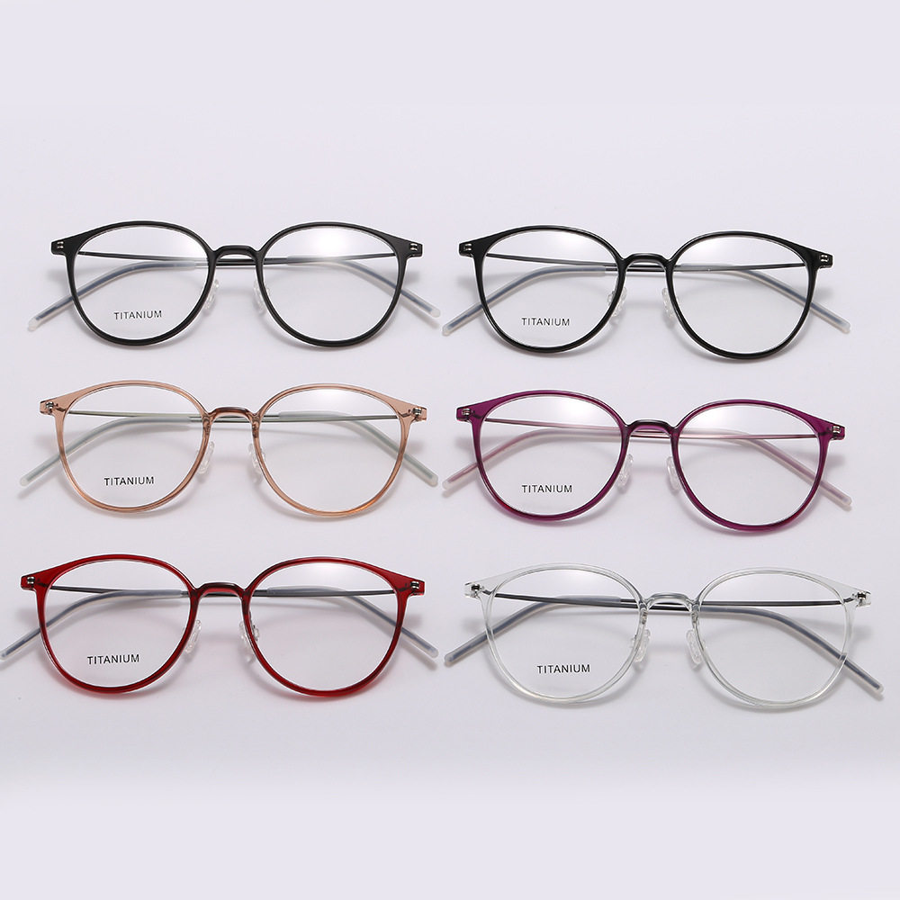 Foreign trade ultra-light thin Korean style Oval myopia plastic steel glasses frame female titanium feet ins artistic student glasses frame 8016