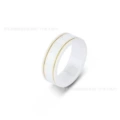 White ceramic ring gold edge