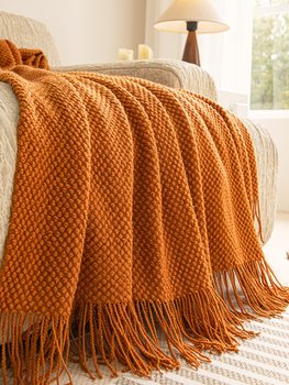 2025 Sense Pure Color Scandinavian Style Bedroom Sofa Blanket Office Lunch Break Knitted Small Throw Blanket Hotel B&B Bedside Blanket