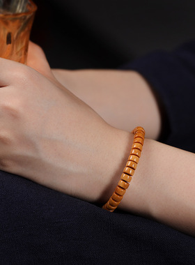 精工直切片珠佛珠手串女贡木黑檀木圈简约国潮绕指柔盘玩串