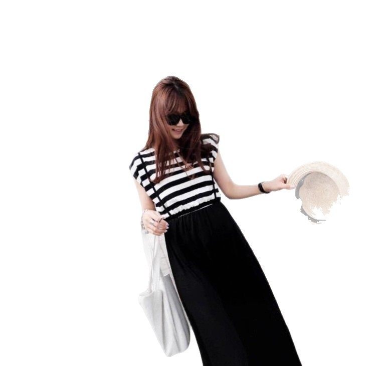 New Maternity Wear Summer Hot Mom Korean Style Slim Stripesd Long Skirt Outing Nursing Skirt Pregnant Women Fake Two-Piece Dress