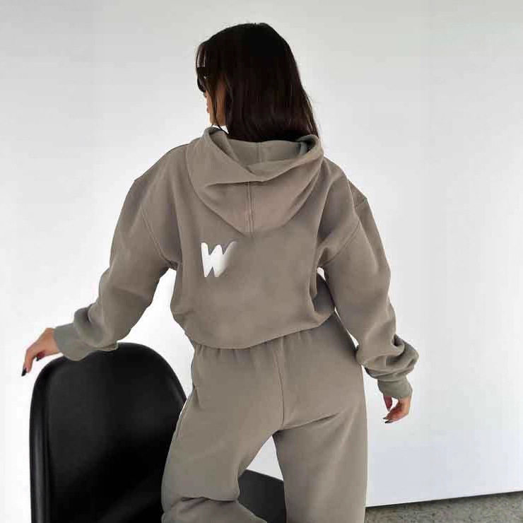 European and American Cross-Border Spring, Autumn and Winter New Sweatshirt Suit Fashionable Sports Logo Long-Sleeved Pullover Hooded Sweatshirt Two-Piece Set