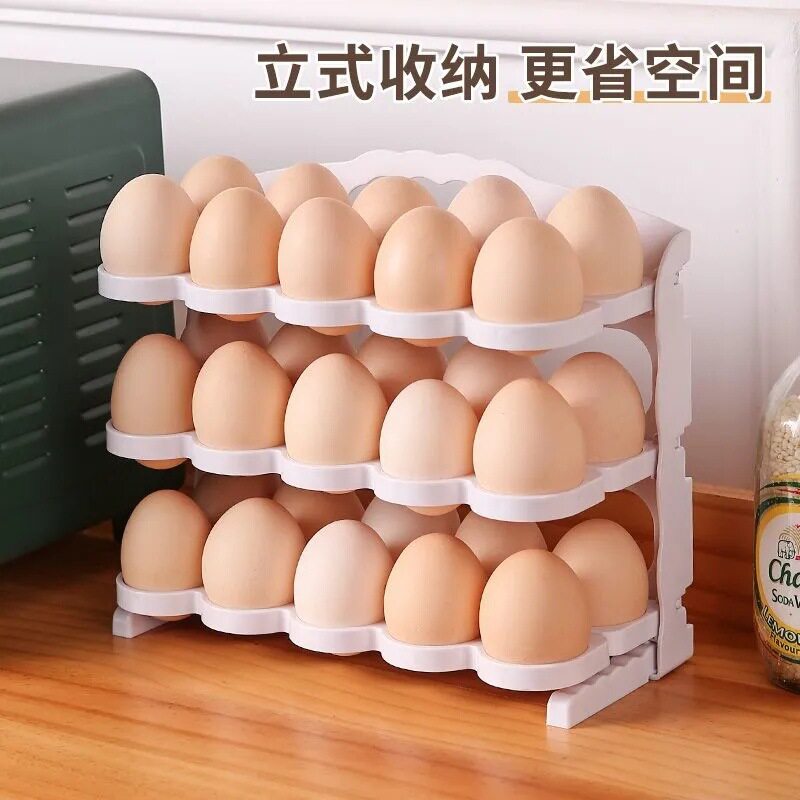 Foldable Egg Box Kitchen Special Large Capacity Egg Holer Household Refrigerator Side Door Anti-fall Storage Rack for Egg in stock