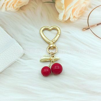 Amazon Explosions Korean Style Fresh and Exquisite Cherry Flash Love Keychain Fruit Cherry Bag Pendant