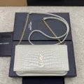 Milk white crocodile pattern/gold