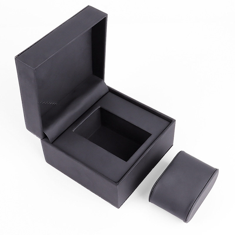 Factory spot wholesale plastic embryo watch box Black single flip watch box jewelry box printable logo watch packaging
