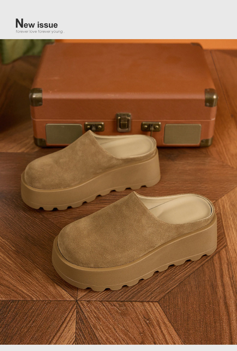 Dép sandal nữ quai chữ V đế dày phong cách Birkenstock — Lạc đà, Ka ki chi tiết 12