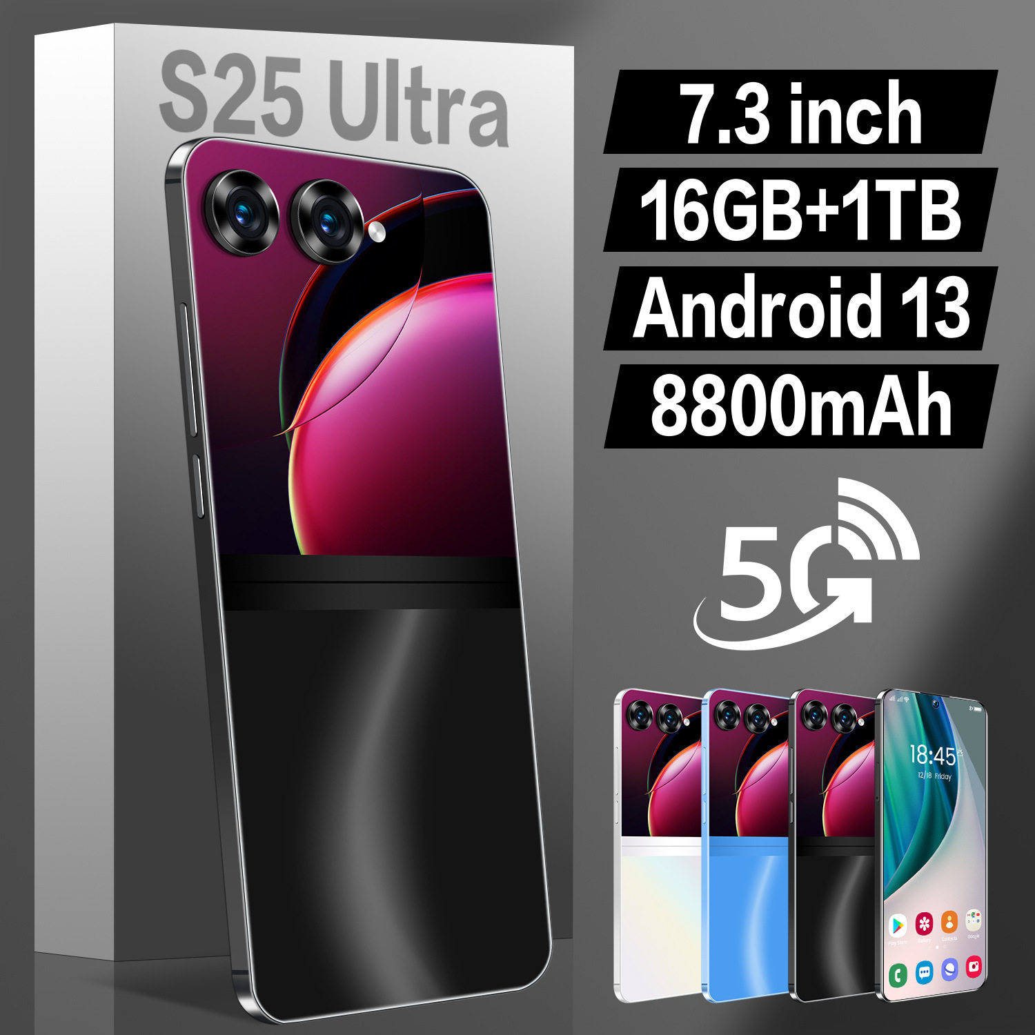 S25U Cross-Border Foreign Trade 7.3inch Android 9.0 Smartphone 2+16g Dual Sim Full Network Communication Low Price in Stock