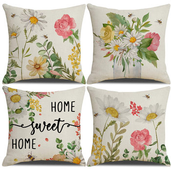 Jit Spring and Summer Floral and Bird Plant Pillowcase Modern Minimalist Living Room Decoration Sofa Cushion Cover Bedroom Pillow
