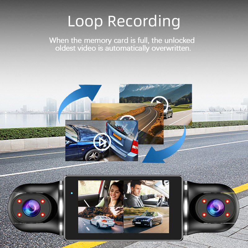 4-Channel Driving Recorder 3-Inch 1080P Front, Rear, Left and Right Simultaneous Recording 4-Channel Wifi Vehicle-Mounted Four-Channel Monitoring