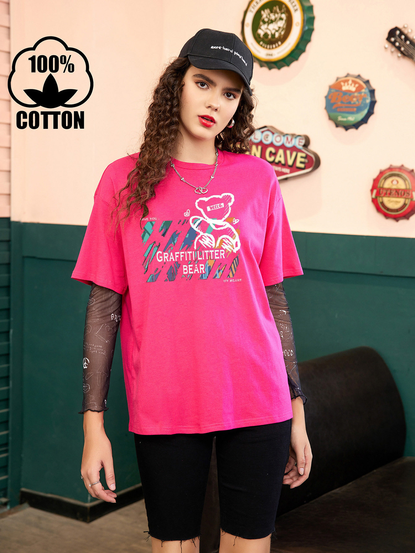 Cotton Printed Short Sleeve T Shirt Womens Casual Wear Comfortable Fit for Summer Ready to Ship