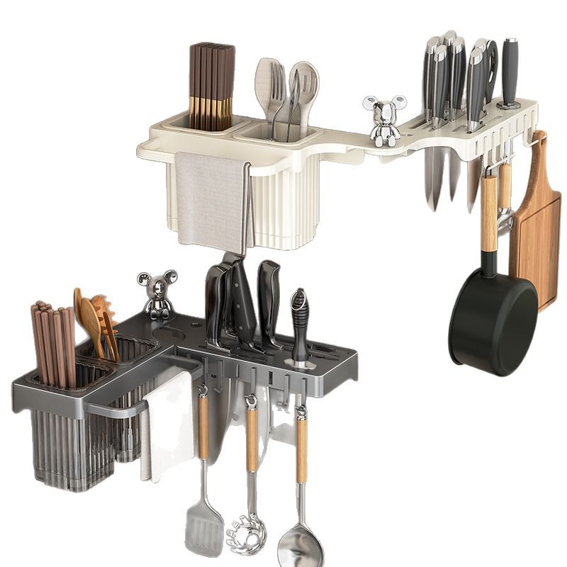 Rotating Knife Holder Kitchen Wall-mounted Multifunctional Kitchen Knife Holder Chopsticks Holder Knife Chopsticks Cage Tableware Storage Rack