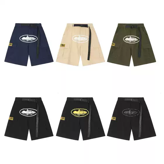 Cross-Border Foreign Trade Corteiz Alcatraz Cargo Shorts New American High Street Casual Five-Point Shorts with Pockets for Summer