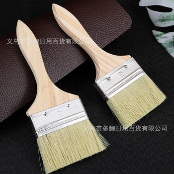 Household Plastic Cleaning Brush Long Handle Dust Sweeping Paint Brush Barbecue Brush Thickened Wooden Handle Paint Soft Brush Wholesale