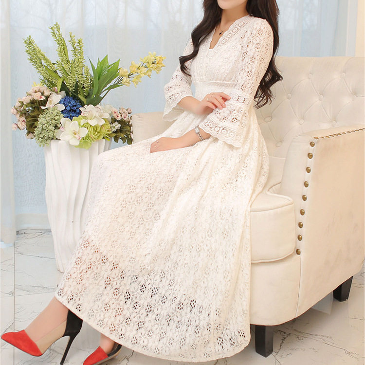 Lace Dress for Women V Neck Slim Fit Mid Length Elegant Style for Parties or Casual Wear Wholesale Available