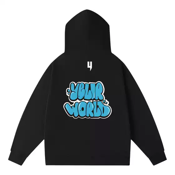 Men's Autumn and Winter Terry Hooded Sweatshirt, Autumn and Winter European and American Trendy Brand Yelir World Loose Casual Printed Base Shirt