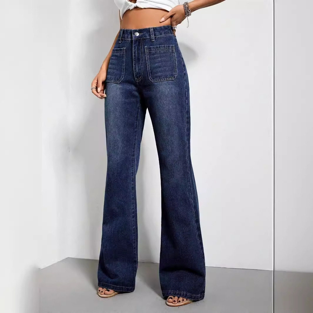High Waisted Wide Leg Jeans Loose Fit Casual Style Denim Fabric Perfect for Everyday Wear Wholesale Available